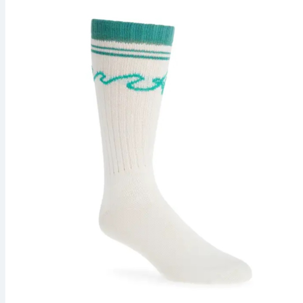 New AMIRI Wave Stripe Casual Socks in Sea Blue & White Size 43-44/ US 10-11
